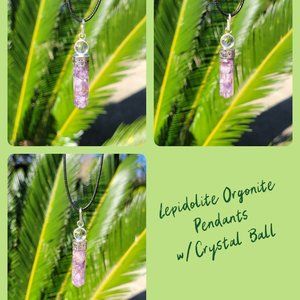 Lepidolite Orgonite Point Pendants